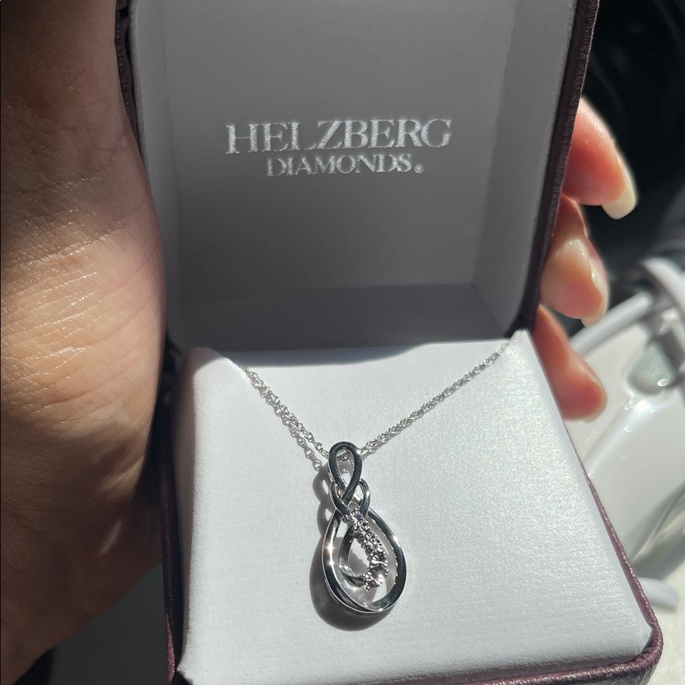 Helzberg Diamonds Silver Infinity Teardrop Pendant Necklace